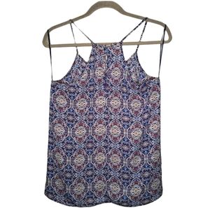 Paper Crane Blue Patterned Spaghetti Strap Tank Top Size Small